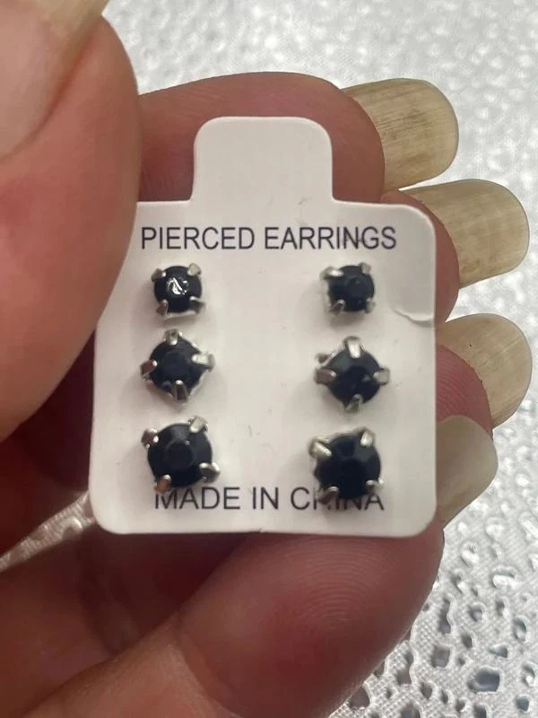Lot de 3 paires de boucles d’oreilles pierre noir – photo 3